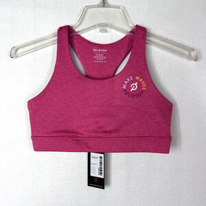 Peloton Sports Bra S Heathered Strappy Pink Bike Make Waves Ride Workout Gym NEW